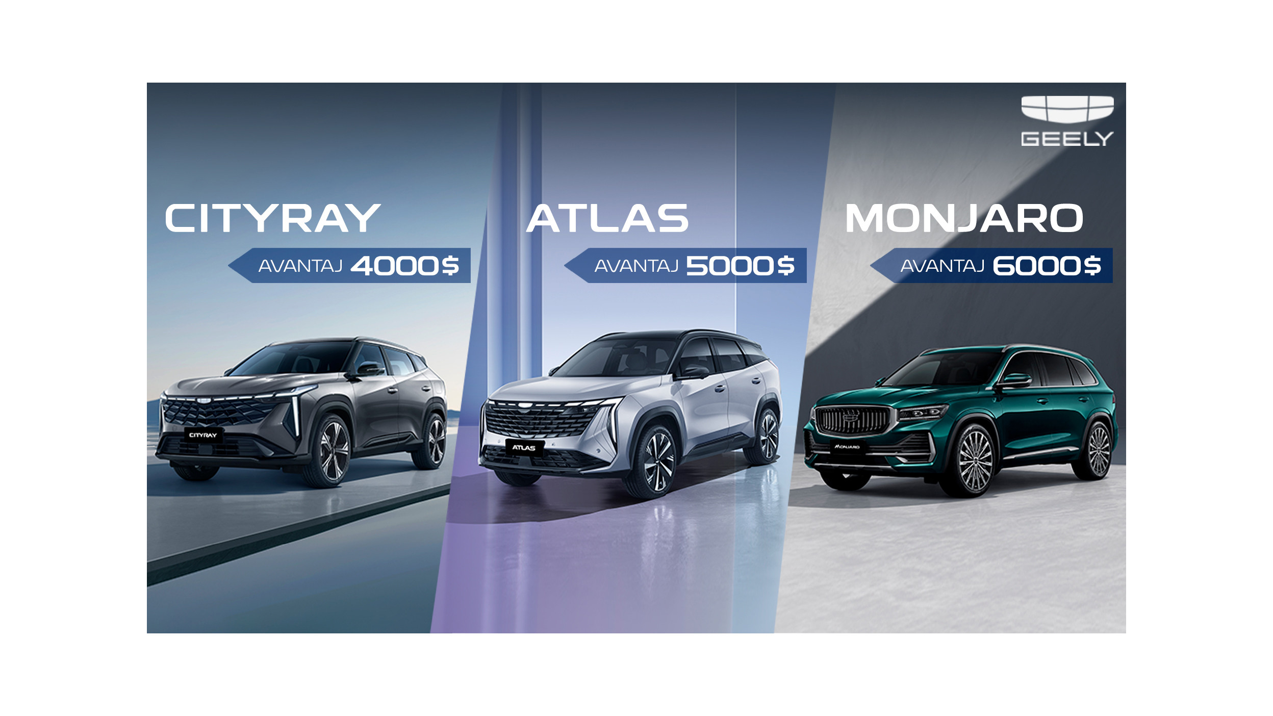 VARA OPORTUNITĂȚILOR: ACHIZIȚIONEAZĂ CELE MAI SOLICITATE SUV-URI GEELY ÎN CONDIȚII AVANTAJOASE