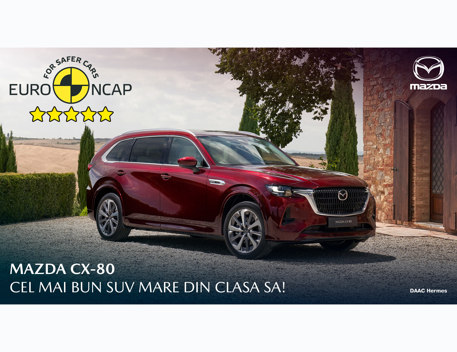 Noua Mazda CX-80 a fost desemnată cel mai bun SUV mare din clasa sa de către Euro NCAP în cea mai recentă serie de teste